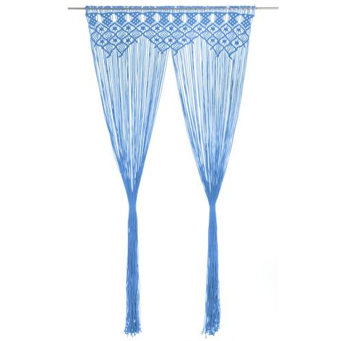 vidaXL Gordijn macramé 140x240 cm katoen blauw, Huis en Inrichting, Stoffering | Gordijnen en Lamellen, Nieuw, Verzenden