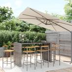 vidaXL Ensemble de bar jardin 9 pcs gris poly rotin/bois, Verzenden, Neuf