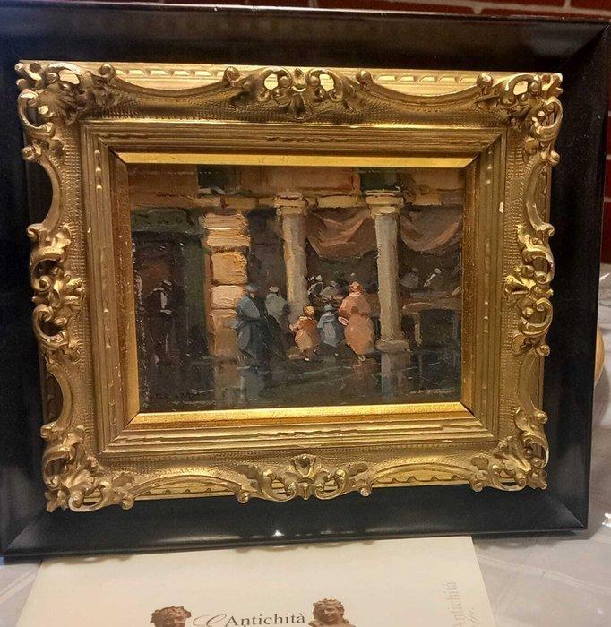 Nicolas De Corsi (1882-1956) - Portico con mercato, Antiek en Kunst, Kunst | Schilderijen | Klassiek