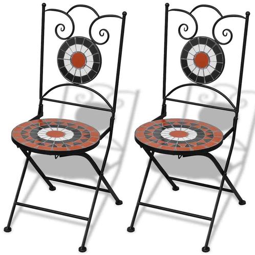 vidaXL Bistrostoelen inklapbaar 2 st keramiek, Tuin en Terras, Tuinstoelen, Nieuw, Verzenden