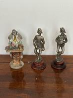 Figuur - Tre clown in peltro su base in legno (3) - Tin