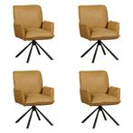 Set van 4 Leren draaibare eetkamerstoelen Elite - Kenia, Ophalen of Verzenden