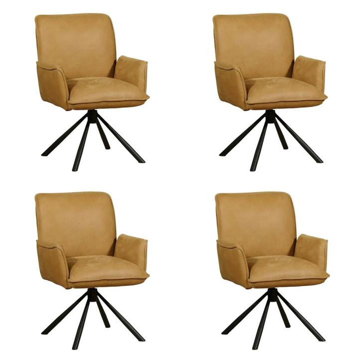 Set van 4 Leren draaibare eetkamerstoelen Elite - Kenia, Maison & Meubles, Tabourets de bar, Enlèvement ou Envoi
