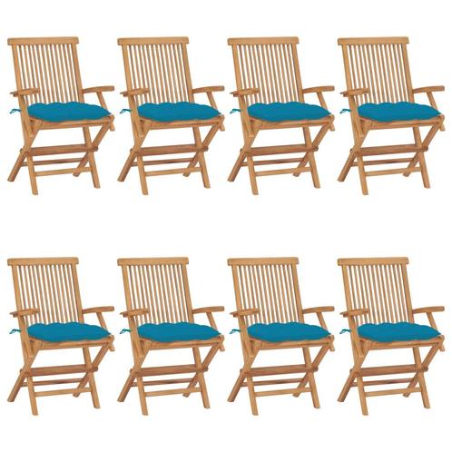 vidaXL Chaises de jardin avec coussins bleu clair 8 pcs, Tuin en Terras, Tuinsets en Loungesets, Verzenden