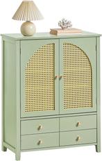 2dekans | SoBuy Schoenenkast – 4 Lades & 2 Deuren met Rattan, Ophalen of Verzenden