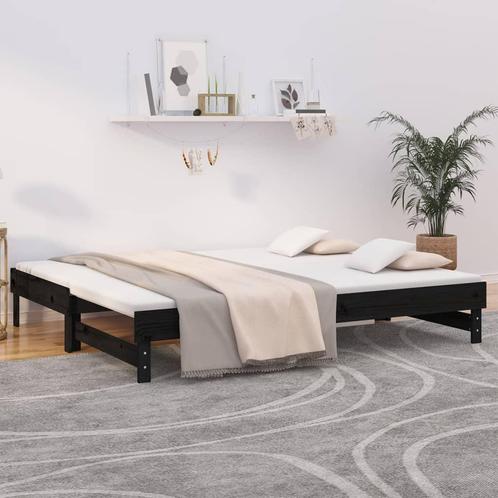 vidaXL Slaapbank uitschuifbaar massief grenenhout zwart, Huis en Inrichting, Slaapkamer | Bedden, Nieuw, Verzenden