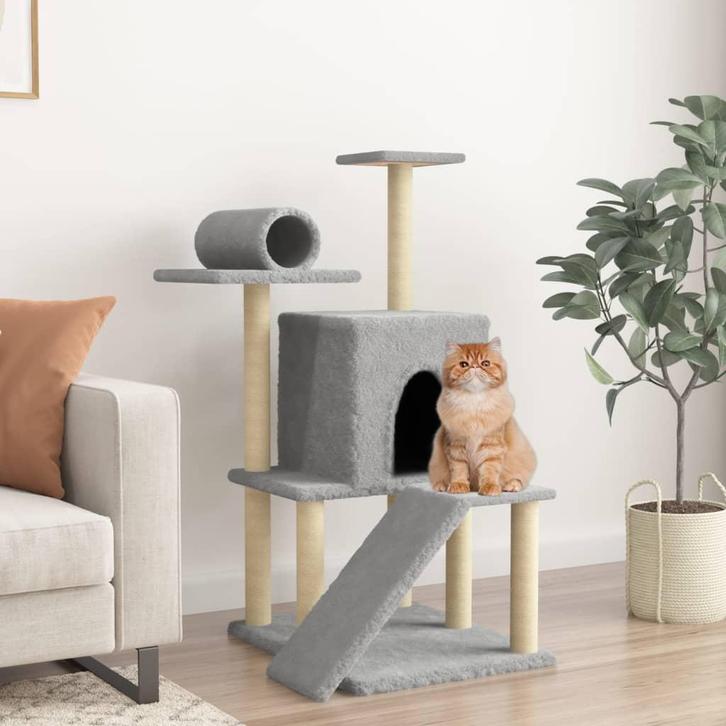 vidaXL Kattenmeubel met sisal krabpalen 110,5 cm lichtgrijs, Dieren en Toebehoren, Katten-accessoires, Nieuw, Verzenden