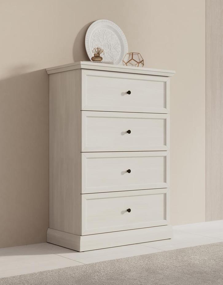 Ladekast wit eiken 75cm - Landelijk 4 lades, Huis en Inrichting, Kasten | Overige, Nieuw, Verzenden