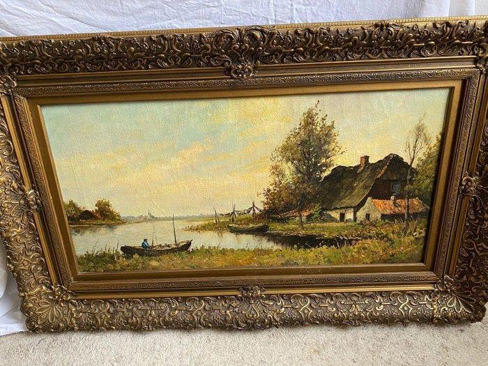 K. Schilderspel (XX) - Landschap met boerderij, Antiek en Kunst, Kunst | Schilderijen | Klassiek