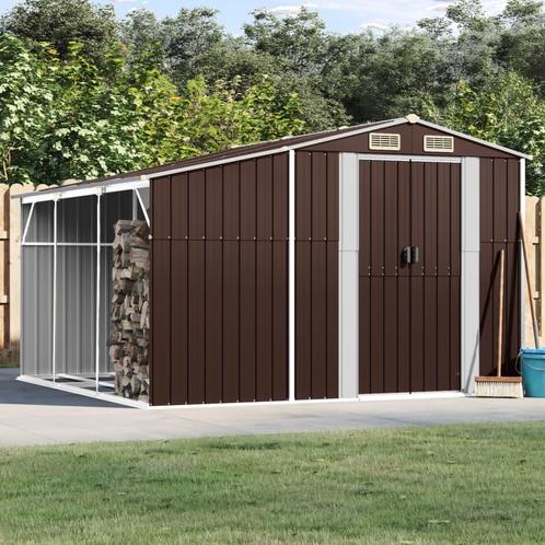 vidaXL Tuinschuur 277x279x179 cm gegalvaniseerd staal bruin, Tuin en Terras, Tuinhuizen, Nieuw, Verzenden
