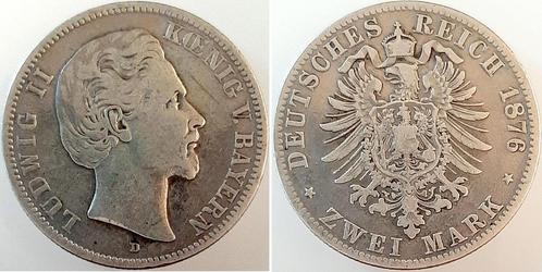 Duitsland 2 Mark 1876 D Ludwig Ii Bayern sehr schoen/scho..., Postzegels en Munten, Munten | Europa | Niet-Euromunten, België