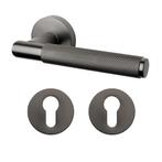 Deurklink Luxor antraciet grijs met cilinderrozet, Ophalen of Verzenden, Nieuw, Overige materialen, Klink of Kruk