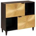 vidaXL Bijzetkast Zwart en Goud 80 x 33.5 x 75 cm massief, Huis en Inrichting, Verzenden, Nieuw