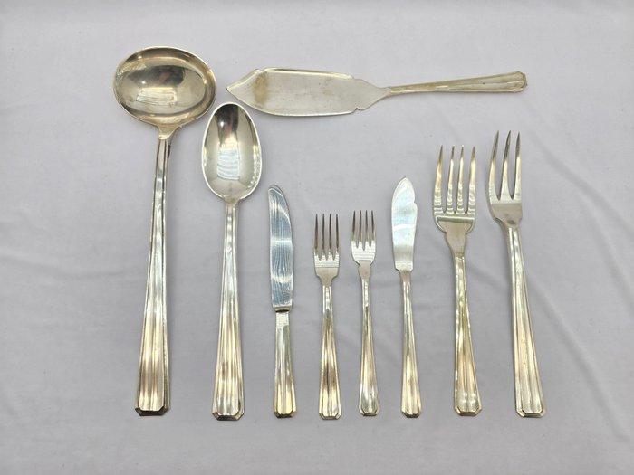 Ménagère pour 12 personnes (117) - Bois, Plaqué(e) argent,, Antiek en Kunst, Antiek | Meubels | Tafels
