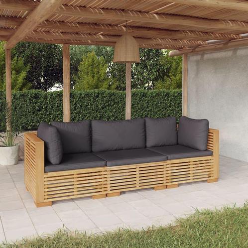 vidaXL 3-delige Loungeset met kussens massief teakhout, Jardin & Terrasse, Ensembles de jardin, Envoi