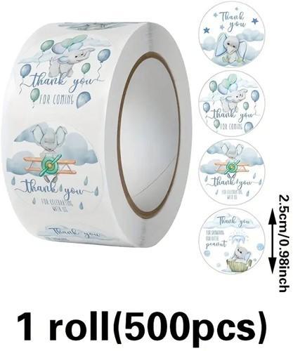 Sluitstickers baby blauw groen grijs olifantje rond etiket, Hobby en Vrije tijd, Knutselen, Nieuw