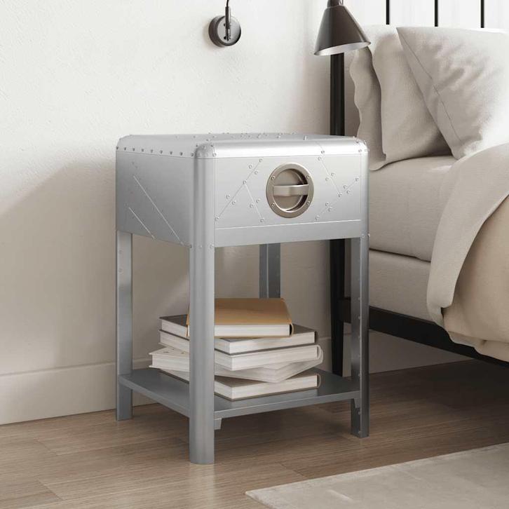 vidaXL Bijzettafel met 1 lade vintage luchtvaartlook, Huis en Inrichting, Tafels | Bijzettafels, Nieuw, Verzenden