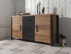 Dressoir Olivia - Zwart - Eiken - 147x43x79cm - Kast, Huis en Inrichting, Verzenden, Nieuw, 25 tot 50 cm, 100 tot 150 cm