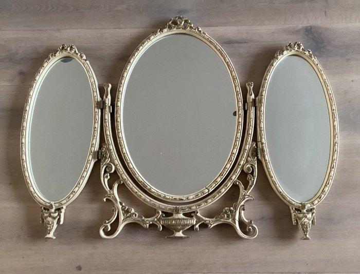 Spiegel- 3 Delige Kaptafelspiegel in Franse stijl - Glas,, Antiek en Kunst, Curiosa en Brocante