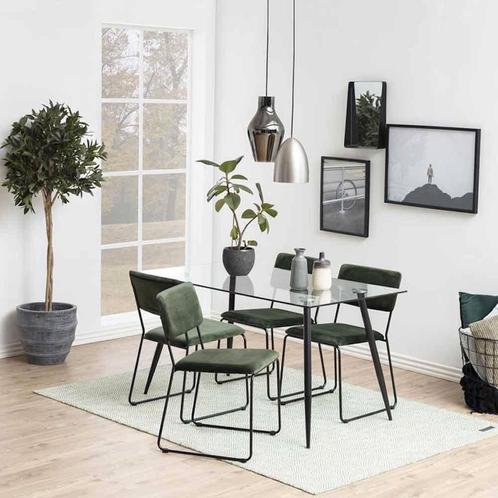 Velvet eetkamerstoel | retro | donkergroen, Huis en Inrichting, Stoelen, Overige kleuren, Eén, Nieuw, Stof, Verzenden