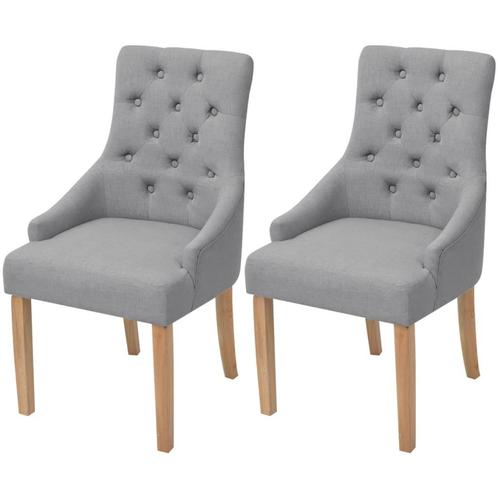 vidaXL Eetkamerstoelen 2 st stof lichtgrijs, Huis en Inrichting, Stoelen, Nieuw, Verzenden