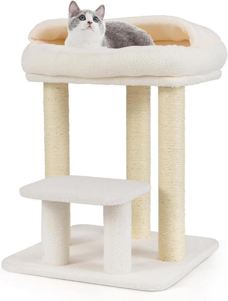 Krabpaal voor katten - 47,5x47,5x61 cm - Wit - COSTWAY, Animaux & Accessoires, Meubles griffoirs pour chats, Envoi