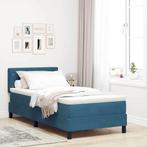 vidaXL Boxspring bed met hoofdeinde Donkerblauw 100 x 200 cm, Verzenden, Nieuw