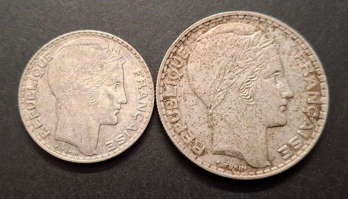 Frankrijk. 10 Francs et 20 Francs 1937 Turin (lot de 2, Postzegels en Munten, Munten | Europa | Euromunten