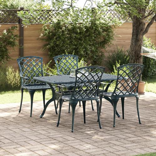 vidaXL Tuinstoelen Stapelbaar 4 stuks Groene Gietaluminium, Tuin en Terras, Tuinstoelen, Nieuw, Verzenden