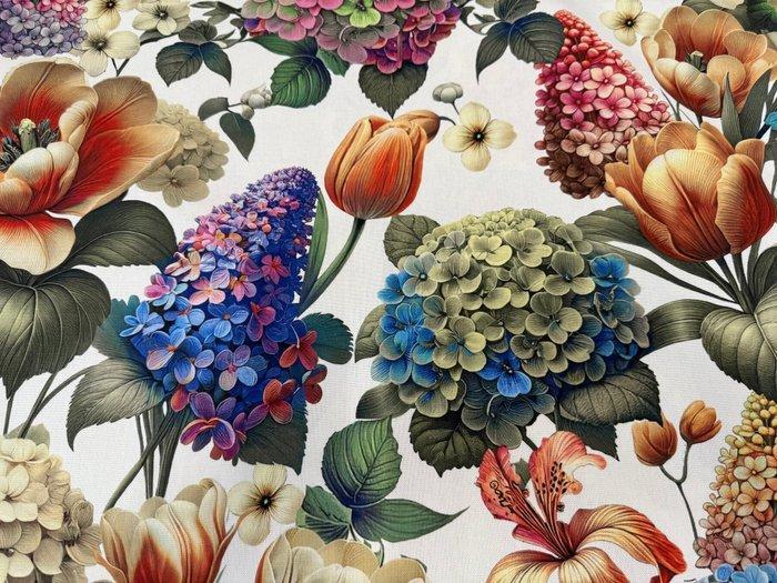 Botanische explosie – Triomf van bloemen op woonkatoen. -, Antiek en Kunst, Antiek | Tapijten, Tafelkleden en Textiel