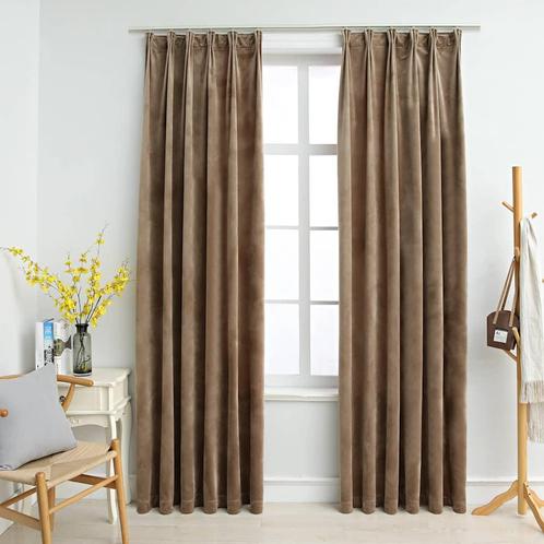 vidaXL Gordijnen verduisterend 2 st met haken 140x225 cm, Huis en Inrichting, Stoffering | Gordijnen en Lamellen, Nieuw, Verzenden