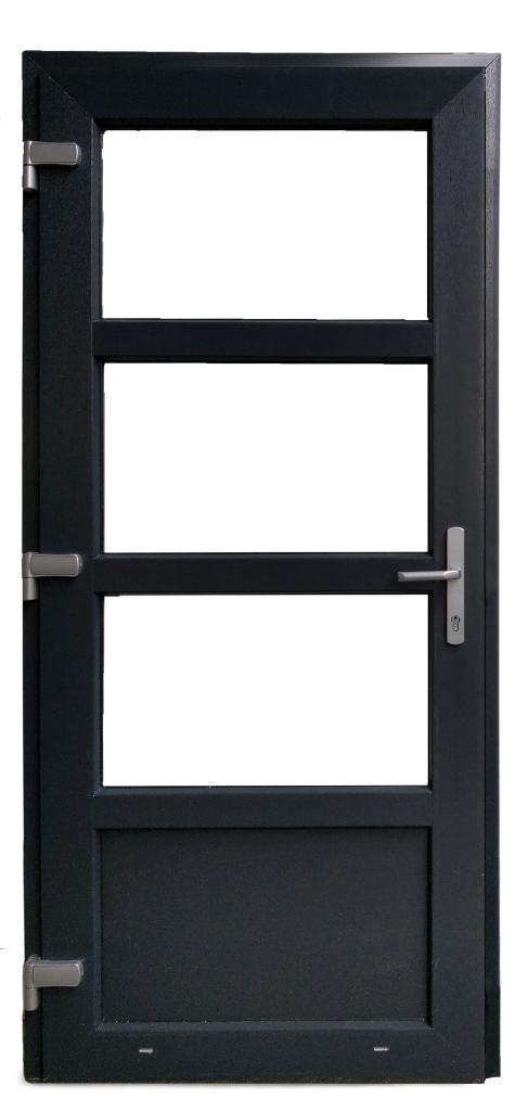 PVC Deur 3/4 glas Basic Plus b98xh204 cm Antraciet Deurkruk, Doe-het-zelf en Bouw, Deuren en Vliegenramen, Nieuw, Glas, Kunststof