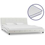 vidaXL Bed met traagschuim matras kunstleer wit 160x200 cm, Huis en Inrichting, Slaapkamer | Bedden, Nieuw, Verzenden