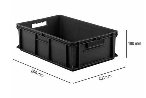 Euronorm stapelbak 600x400x180mm Zwart Als nieuw, Zakelijke goederen, Kantoor en Winkelinrichting | Magazijn, Stelling en Opslag