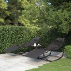 vidaXL Ligbedden schommelend 2 st staal en textileen zwart, Tuin en Terras, Verzenden, Nieuw