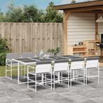 vidaXL 9-delige Tuinset met kussens textileen wit, Tuin en Terras, Tuinsets en Loungesets, Verzenden, Nieuw, Tuinset