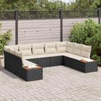 vidaXL Tuinbank Set met kussen 9 pcs Zwart Poly rattan, Tuin en Terras, Verzenden, Nieuw