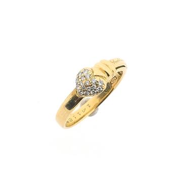 18 Krt. Gouden Claddagh ring met diamant | 0,085 ct., Ophalen of Verzenden