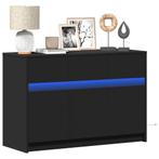vidaXL Tv-meubel met LED 91x34x61 cm bewerkt hout zwart, Verzenden, Nieuw