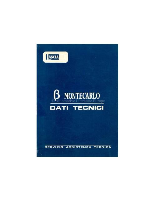 1975 LANCIA BETA MONTECARLO TECHNISCHE GEGEVENS ENGELS, Autos : Divers, Modes d'emploi & Notices d'utilisation