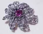 Broche Platine - 6.50ct. tw. Saphir - Diamant - MAGNIFIQUE