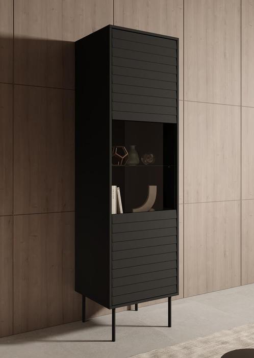 Meubella | Vitrinekast zwart 53cm Glazen opbergkast, Huis en Inrichting, Kasten | Vitrinekasten, 25 tot 50 cm, Nieuw, 50 tot 100 cm