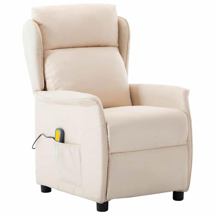 vidaXL Massagestoel met kussen Crème 67.5 x 93.5 x 101.5 cm, Huis en Inrichting, Stoelen, Nieuw, Verzenden