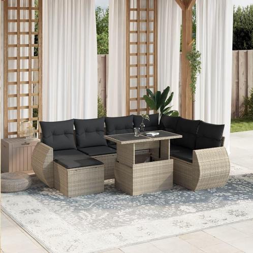 vidaXL Salon de jardin 8 pcs avec coussins gris clair, Jardin & Terrasse, Ensembles de jardin, Salons de jardin, Neuf, Envoi