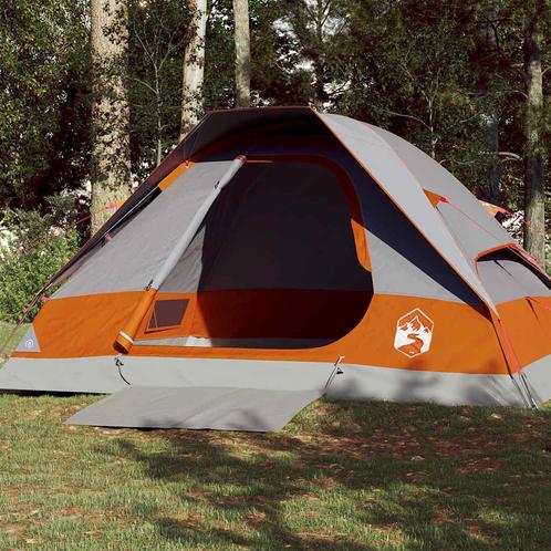 vidaXL Koepeltent 4-persoons waterdicht grijs en oranje, Caravans en Kamperen, Tenten, Nieuw, Verzenden