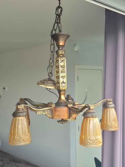 Kroonluchter - Hout, Brons, Glas - Franse kroonluchter, Antiquités & Art, Art | Objets design