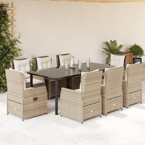 vidaXL 9-delige Tuinset met kussens poly rattan beige, Tuin en Terras, Tuinsets en Loungesets, Tuinset, Nieuw, Verzenden