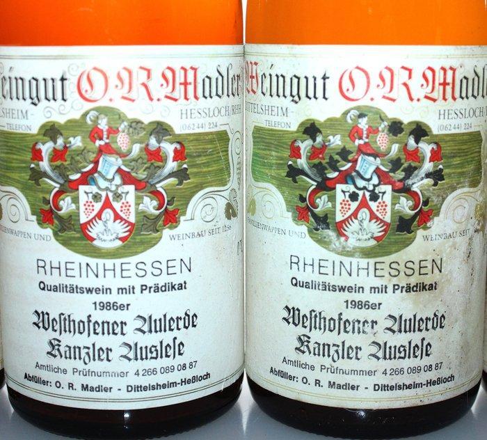 1986 Auslese Westhofener Aulerde - Kanzler - Rheinhessen - 6, Verzamelen, Wijnen