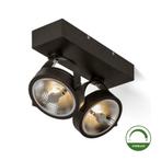 Opbouw spot dimbaar Dubbel AR111 Zwart Incl. LED lamp Dim to, Huis en Inrichting, Lampen | Losse lampen, Nieuw, Modern, Verzenden