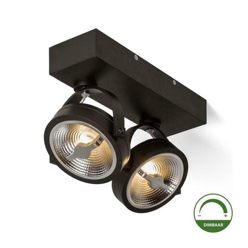 Opbouw spot dimbaar Dubbel AR111 Zwart Incl. LED lamp Dim to, Maison & Meubles, Lampes | Lampes en vrac, Envoi